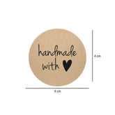 Brown Handmade with love Sticker Roll 250 Pieces - hotpackwebstore.com - Stickers